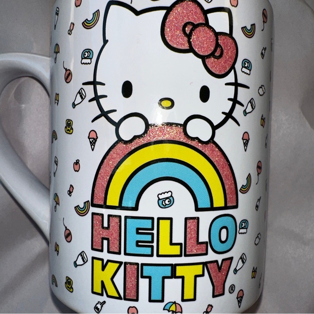 Hello Kitty Rainbow Glitter Ceramic Mug 14oz Silver Buffalo Sanrio‎ SIL-34783 - Picture 4 of 4